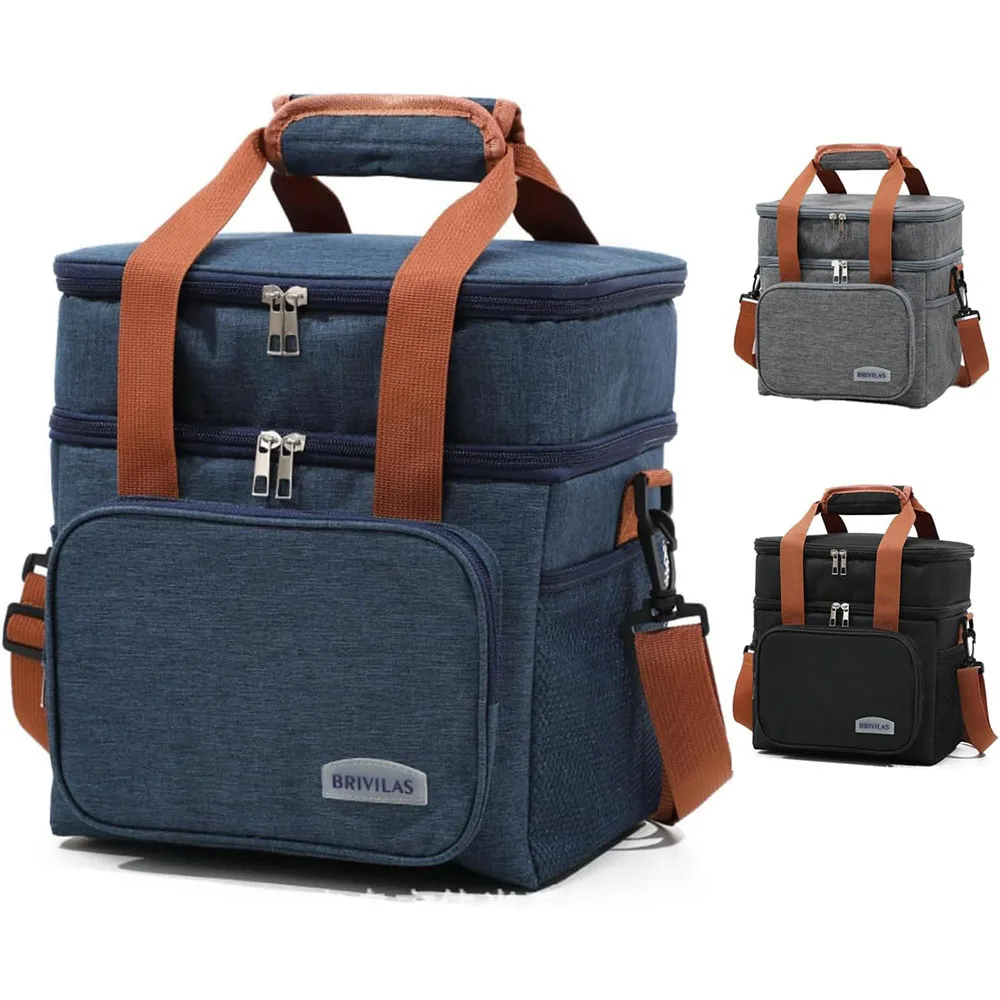 Изолированный ланч-бокс для мужчин и женщин, складная герметичная двойная сумка-холодильник, большая вместительная дорожная сумка для кемпинга, обеда для работы