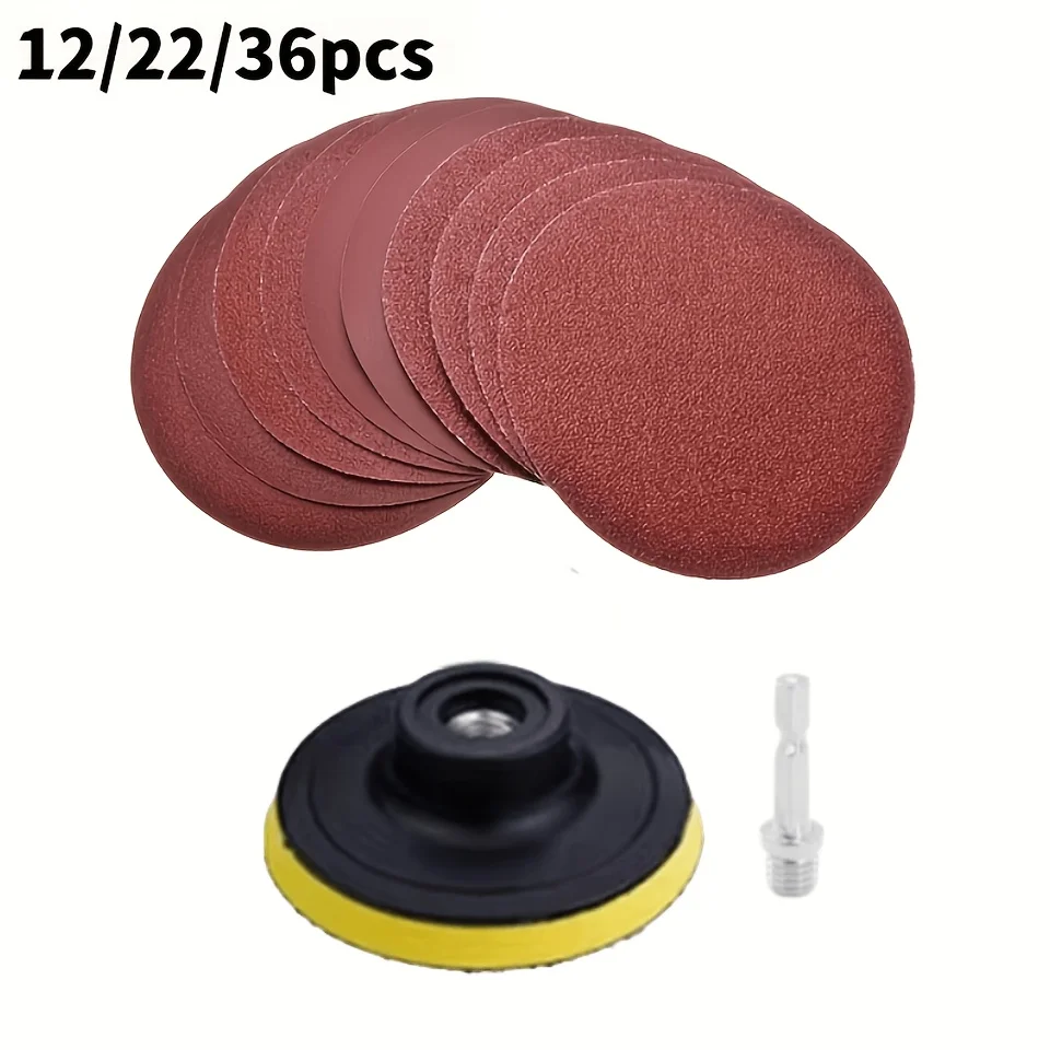 12/22/36Pcs DIY flocking sanding discs pad kit 4 Inch Grit Abrasive Polish Wheel Wood Sanding Paper Set for Rotary Tool