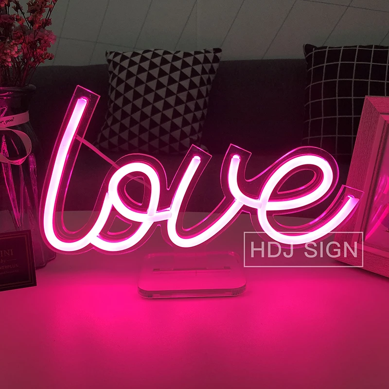 Love Neon LED Night Light Sign USB Children's Bedroom Bar Wedding Valentine's Day Desk Decor Neon Atmosphere lights Wall Decor