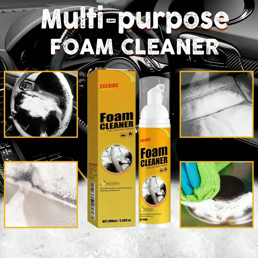EELHOE Car Interior Foam Cleaner Multi Surface Steering Wheel Leather Seat Dashboard Quick Cleaning Detailing Supplies Car