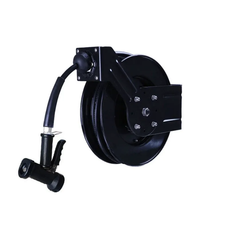 Open Blackened Steel Retractable Hose Reel Modern High Pressure 5M/10M/15M Wall-mounted Pull Spray Kitchen Sanitization Carwash
