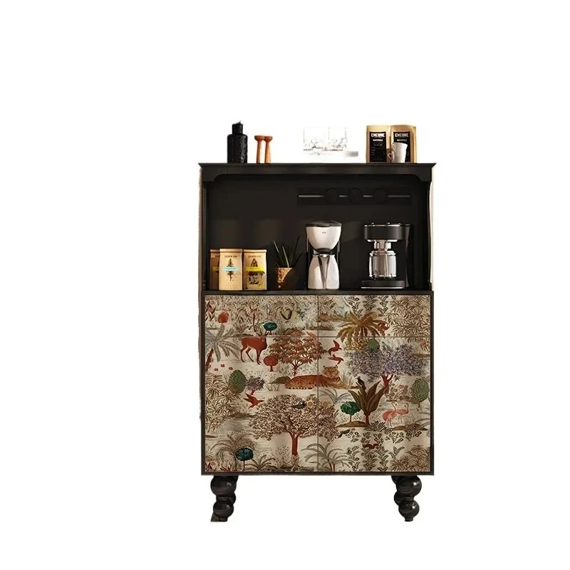 

YJQ dining side cabinet living room sofa solid wood storage storage integrated decorative coffee machine tea cabinet