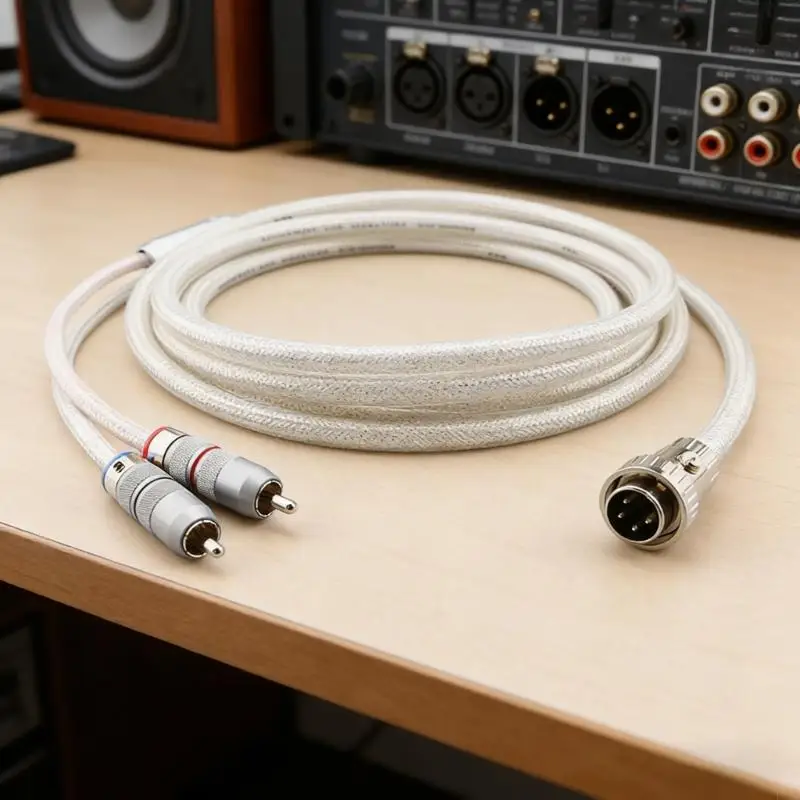 Professional 4Pin DIN Male To 2RCA Sound Cable With Silver Plated Conductor For Sound Transmission Studio Equipment F19E