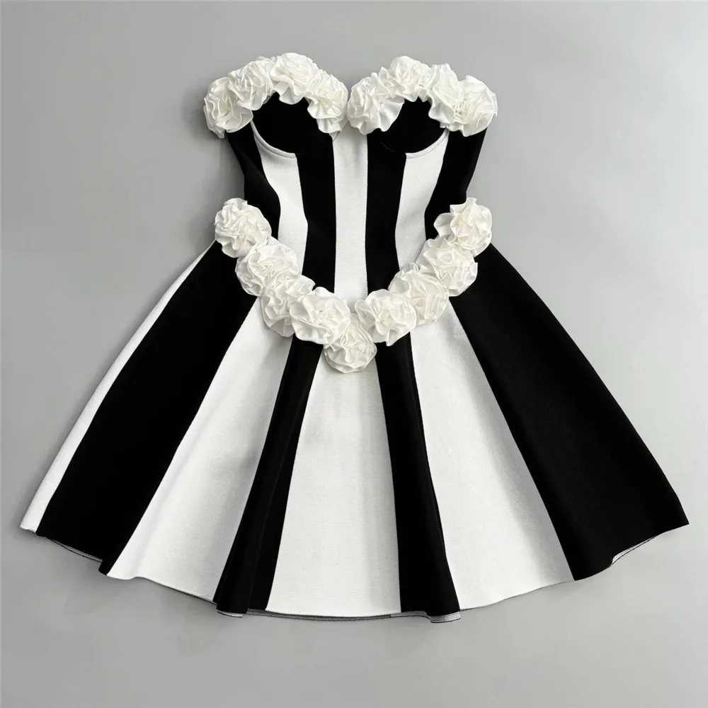 2025 New Arrival Strapless Bandage Dress Women Patchwork Clothes Evening Party Elegant Mini Dresses