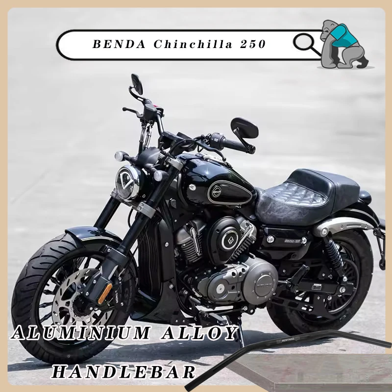 For BENDA Chinchilla 250 Aluminium Alloy Motorcycle Controls Sharp Sheep Ape Hangers Gloss Black Handlebar for Retrofit Upgrade