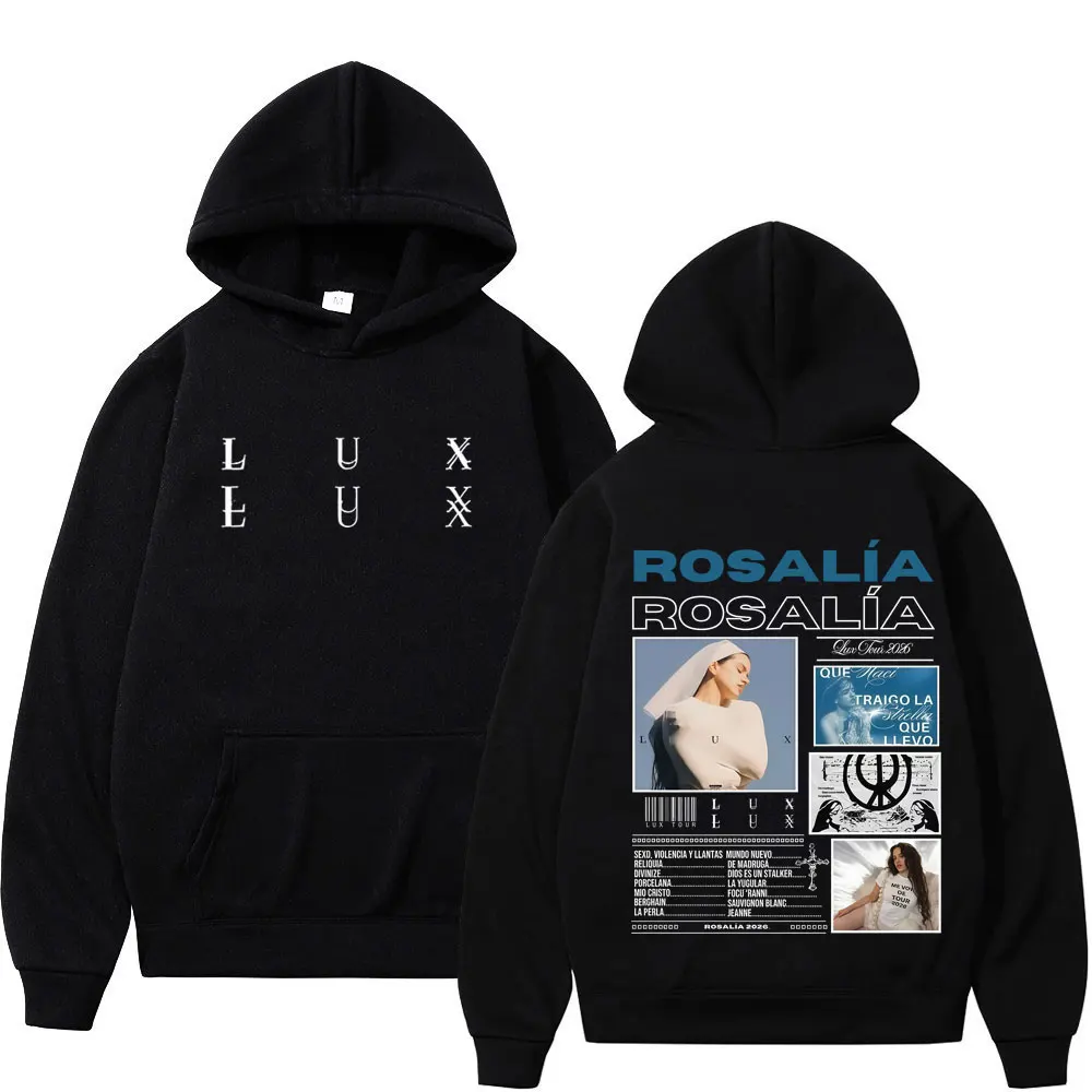 

Худи с принтом Singer Lux Rosalia Album 2026 Tour, модный пуловер с длинными рукавами для мужчин и женщин, повседневные эстетичные трендовые толстовки