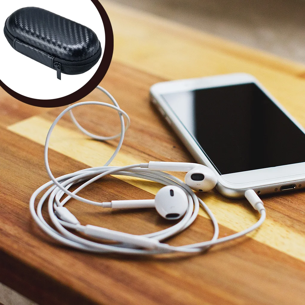 Earphone Case Portable Storage Bag Pouch Anti-scratch Anti-collision Card Reader Organizer Rectangular 12x8x4cm