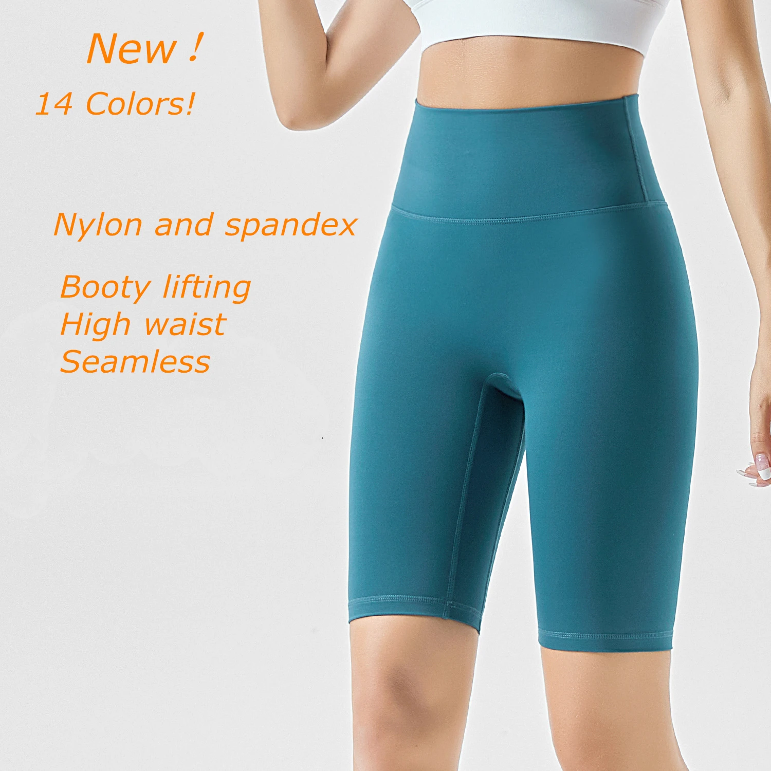 

High Waist Women Workout Pants Solid Nylon Spandex Sporty Seamless Leggings Soft Stretchy Naked Sensation Hot Sexy Yoga Shorts