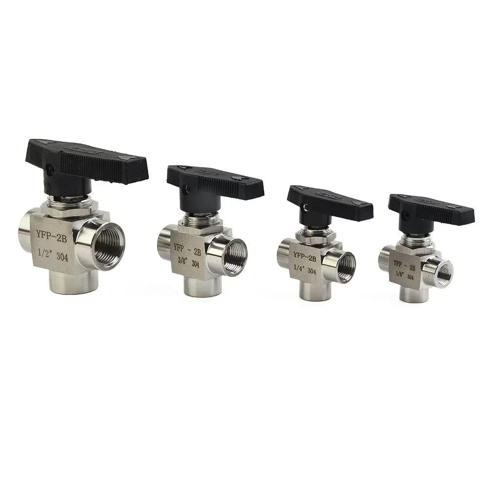 

3 Way Ball Valve Fuel Gas Oil 304 Stainless Steel G1/4 G1/8 High Pressure Inch Female Thread Valve For Water Small Size