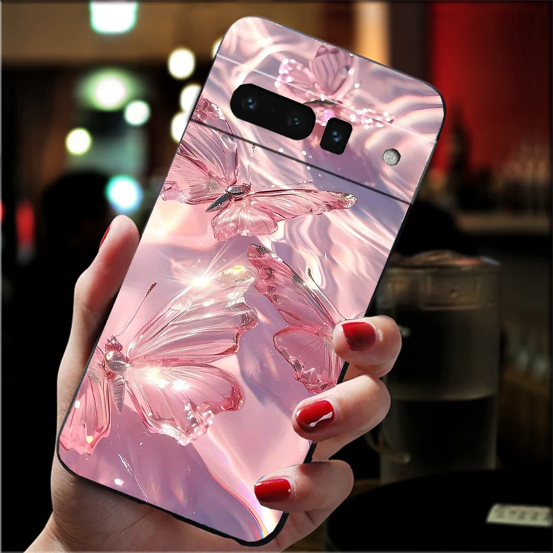 Чехол для телефона Pink Butterfly Carcasa Funda для Google Pixel 10 9 Pro XL 9A 8 7 6 Pro Pixel 8A 7A 6A Pixel 8 7 6 5