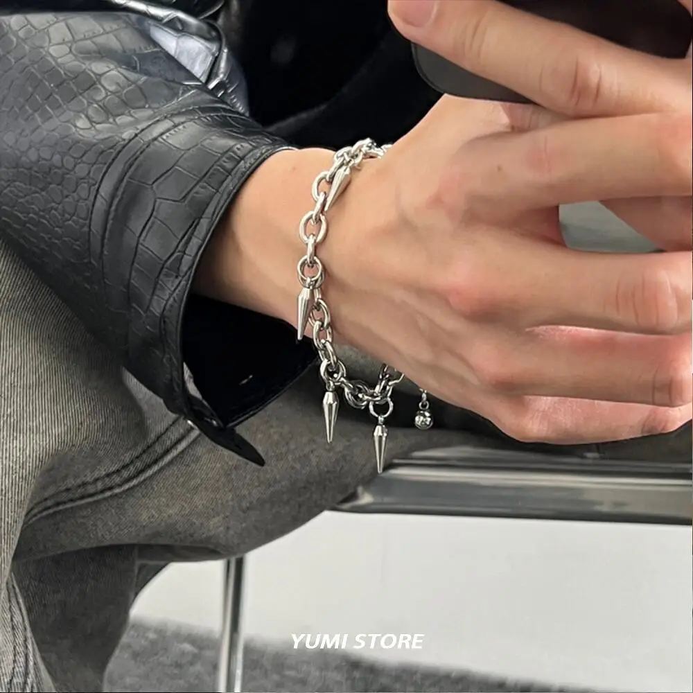 فاسق برشام سوار للرجل امرأة الهيب هوب التيتانيوم الصلب برشام قلادة سوار ريترو الشارع مجوهرات Kpop اكسسوارات بالجملة