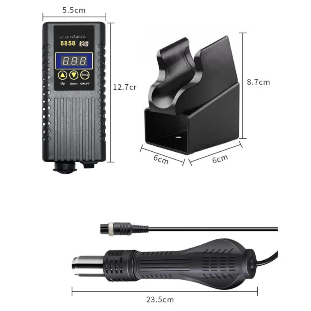 8858 Digital Hot Air Tool for EU Markets with LED Display and Precise Temperature Adjustment 100-480 C for and PCB Rework