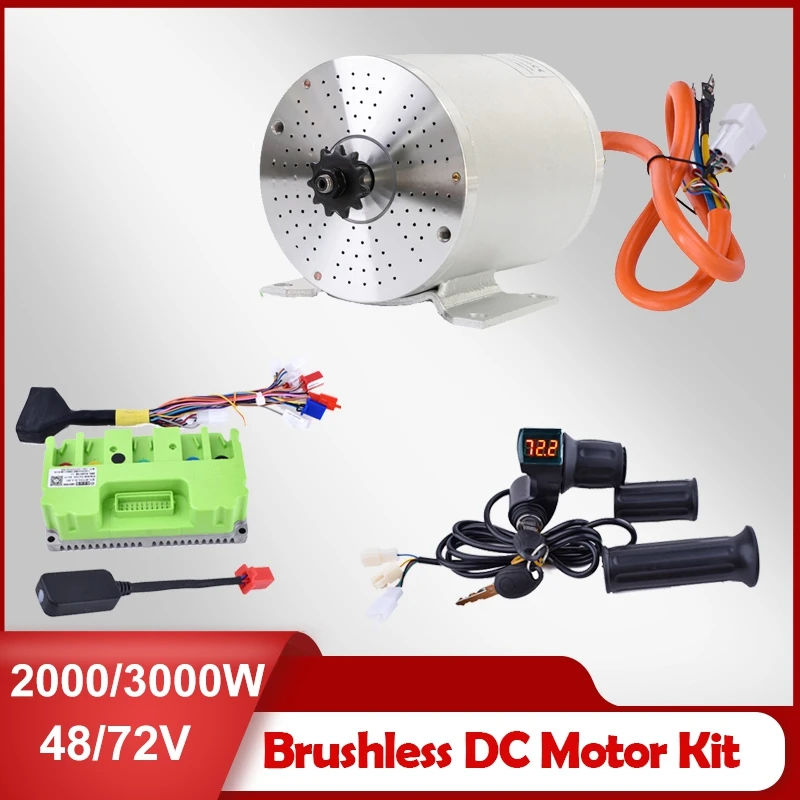 72V 3000W Electric Bike Conversion Kit 48V 2000W Brushless Motor for Electric Scooter Motorcycle Go-Karts Motor Kit