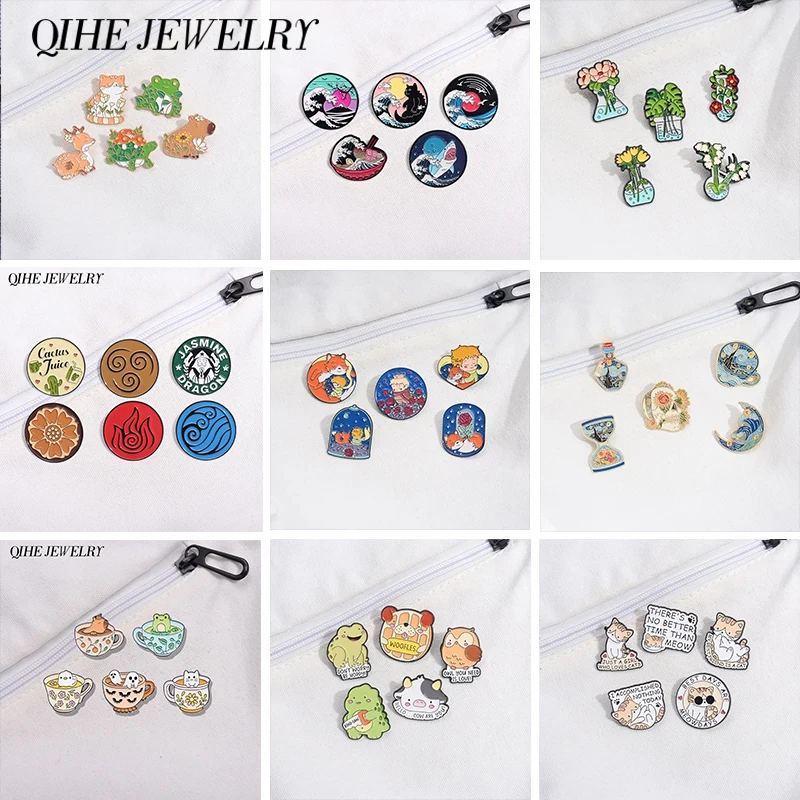 4-7 stücke Sets Cartoon Anime Prinz und Fuchs Emaille Pins Cowboy Mädchen Niedlichen Tier Broschen Revers Abzeichen Kunst Ölgemälde schmuck Geschenke – Detail 8