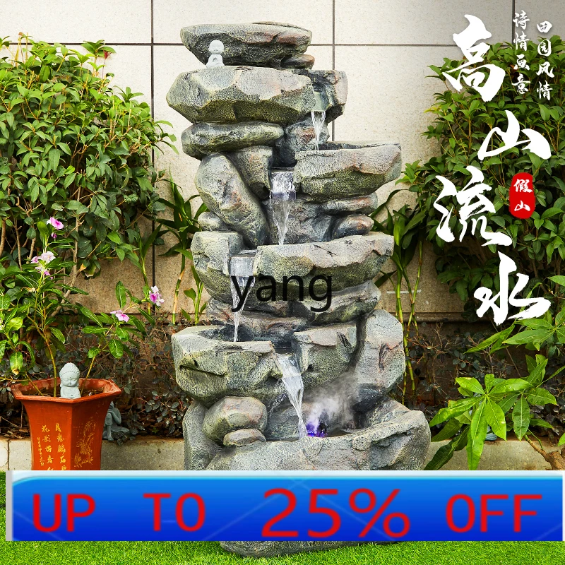 LMM imitation stone rockery, flowing water makes money, fountain ornament, outdoor garden, courtyard, circulating pool