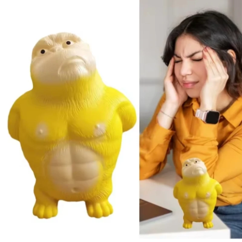 

Креативные желтые сжимающие игрушки, мультяшный орангутанг, ПВХ, горилла, игрушки для отскока, распаковка, подарок на день рождения, игрушки для снятия стресса