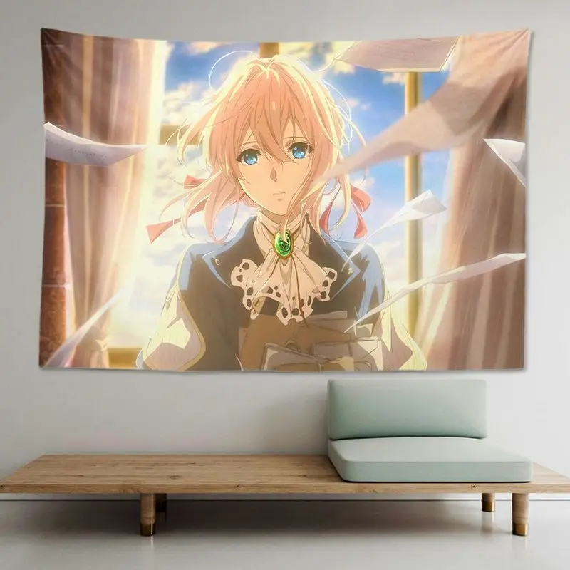 VIKAMA Violet Evergarden Anime Tapestry Wall Tapestry, Fabric Wall Hanging for Bedroom Dorm Decor Cloth