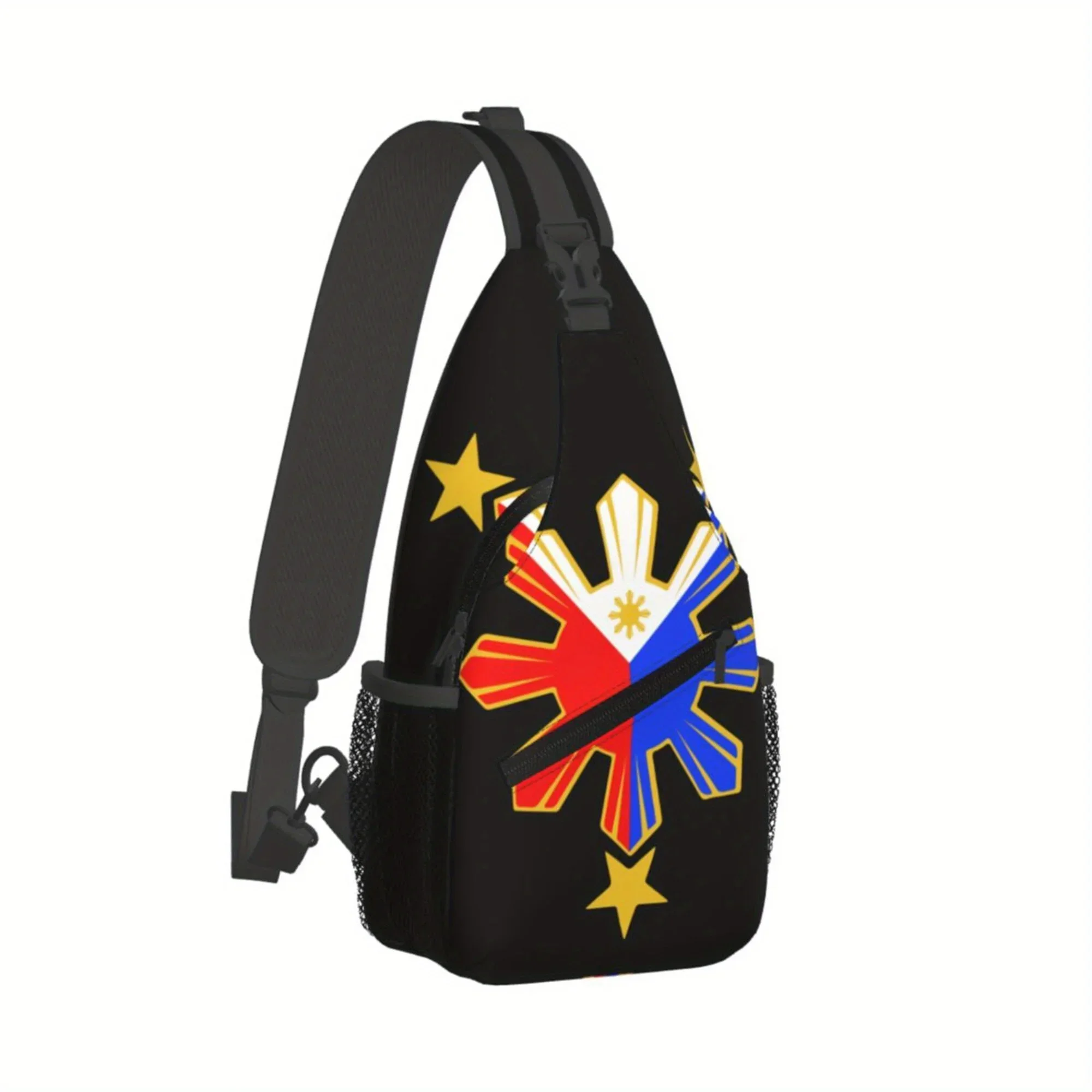 Custom Philippines Pride Star Flag Men'S Sling Bag, Front Pouch, Fashionable and Durable, Casual Versatile Chest Bag