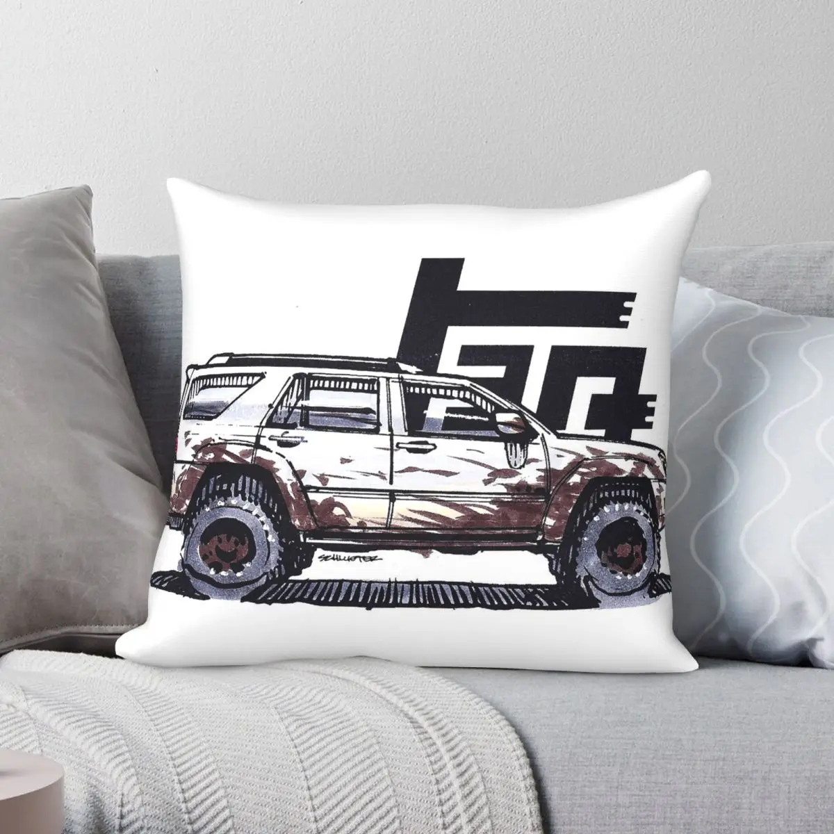 4th Gen 4runner TRD Square Pillowcase Polyester Linen Velvet Creative Zip Decorative Pillow Case Room Cushion Cover 45x45