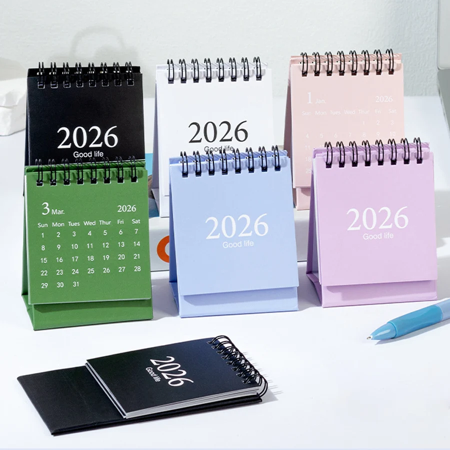

Мини-настольный календарь на 2026-2027 с наклейками для важных дат, органайзер для изучения расписания, ежедневное напоминание для заметок, настольный планировщик