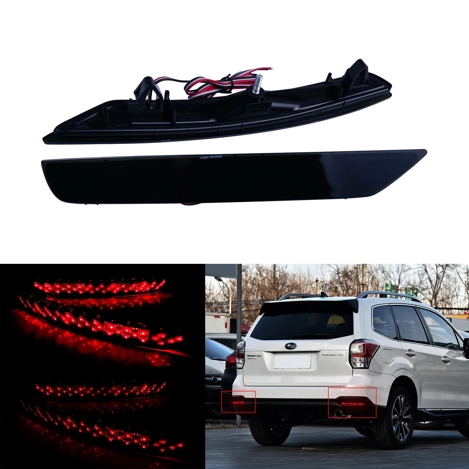 

2x LED Rear Bumper Reflector Brake Stop Light Lamps Black Lens Fit For Subaru Forester 2009-2018
