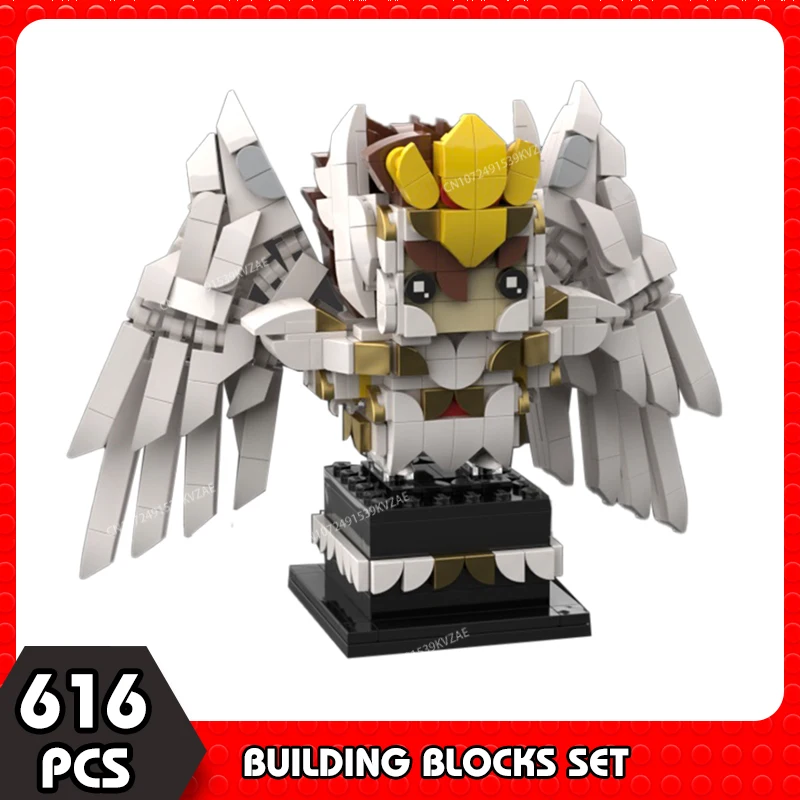 MOC Saint Seiyaed Brickheadz Building Blocks Japanese Anime Athena Action Figures Glacier Zilong Ikki Bricks Warrior Toys