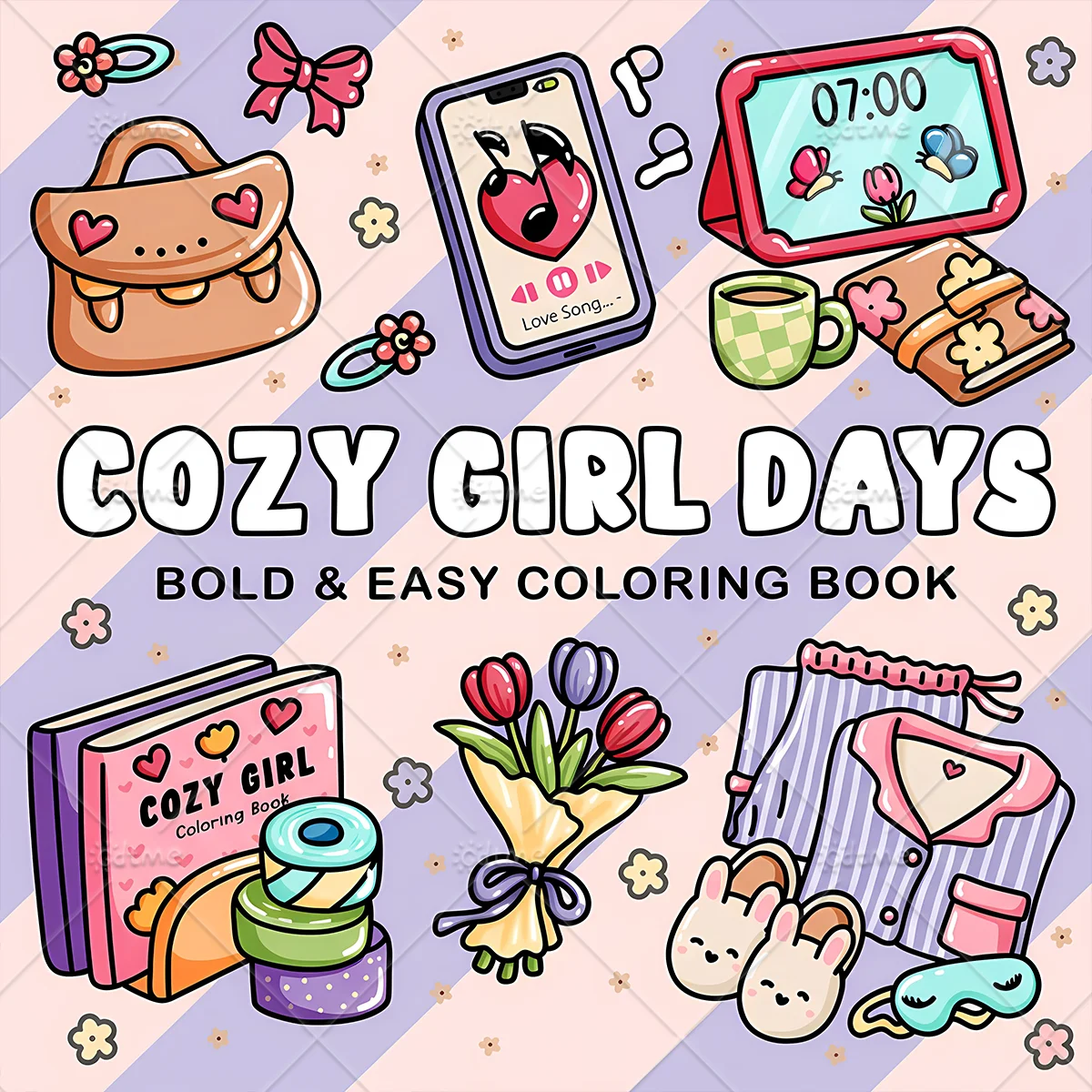 COZY GIRL DAYS Coloring Book For Adults And Teen Featuring Cute Cozy Daily Activities For Relaxation (Cozy Spaces Coloring)