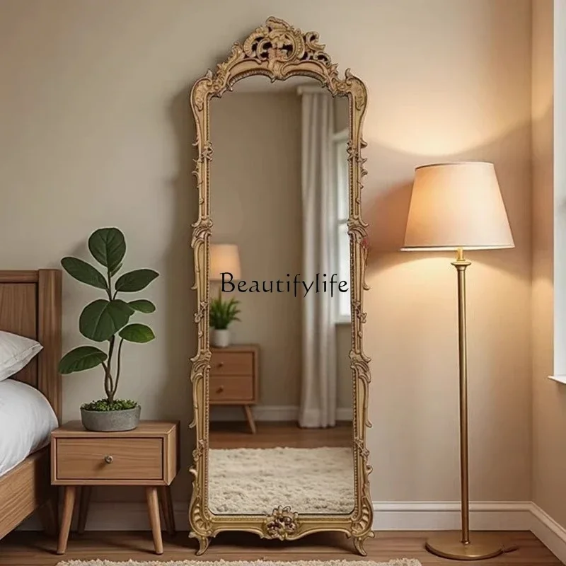 

LJY*French retro full-length mirror, bedroom, living room, entrance fitting mirror