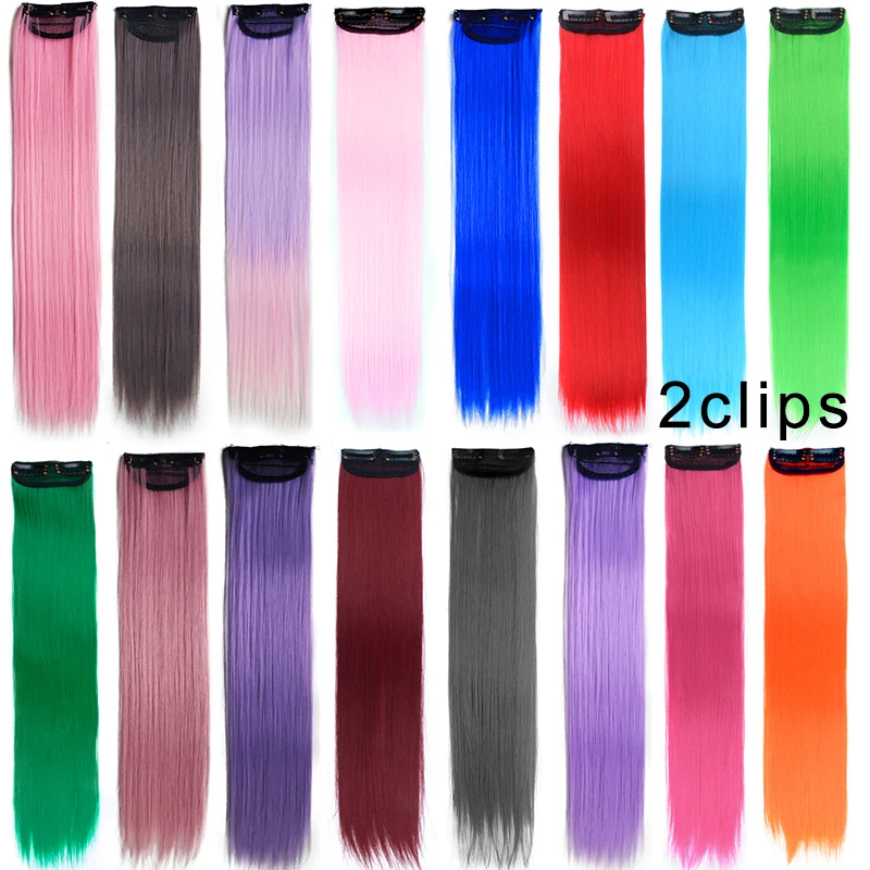 Extensiones de Cabello sintético para mujer, niña y niño, postizos rectos de 22 pulgadas, 5 paquetes