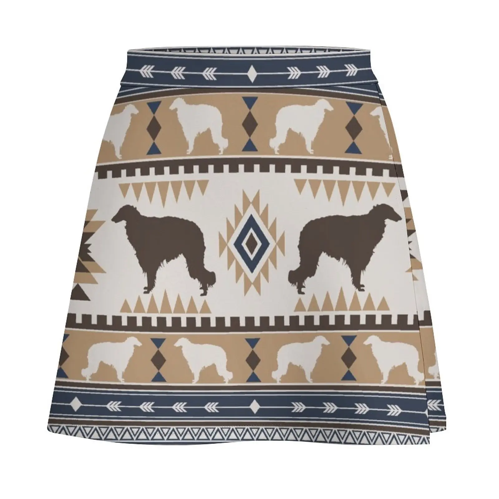 Boho dogs Borzoi/ Russian wolfhound tan Mini Skirt Women clothing midi skirt for women