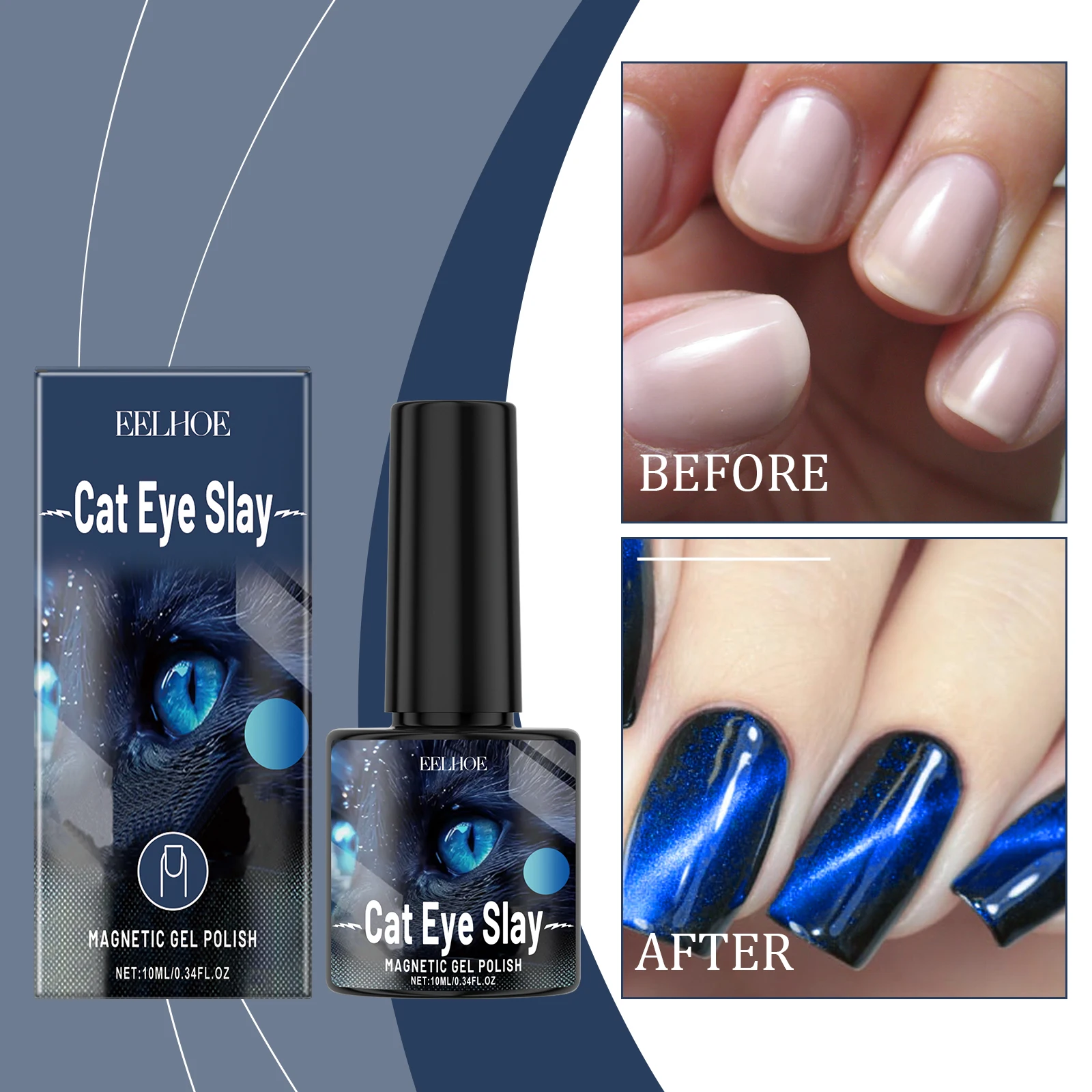 Cat Eye Magnetic Gel Polish - Professional Salon Effect Nail Lacquer | 10ml