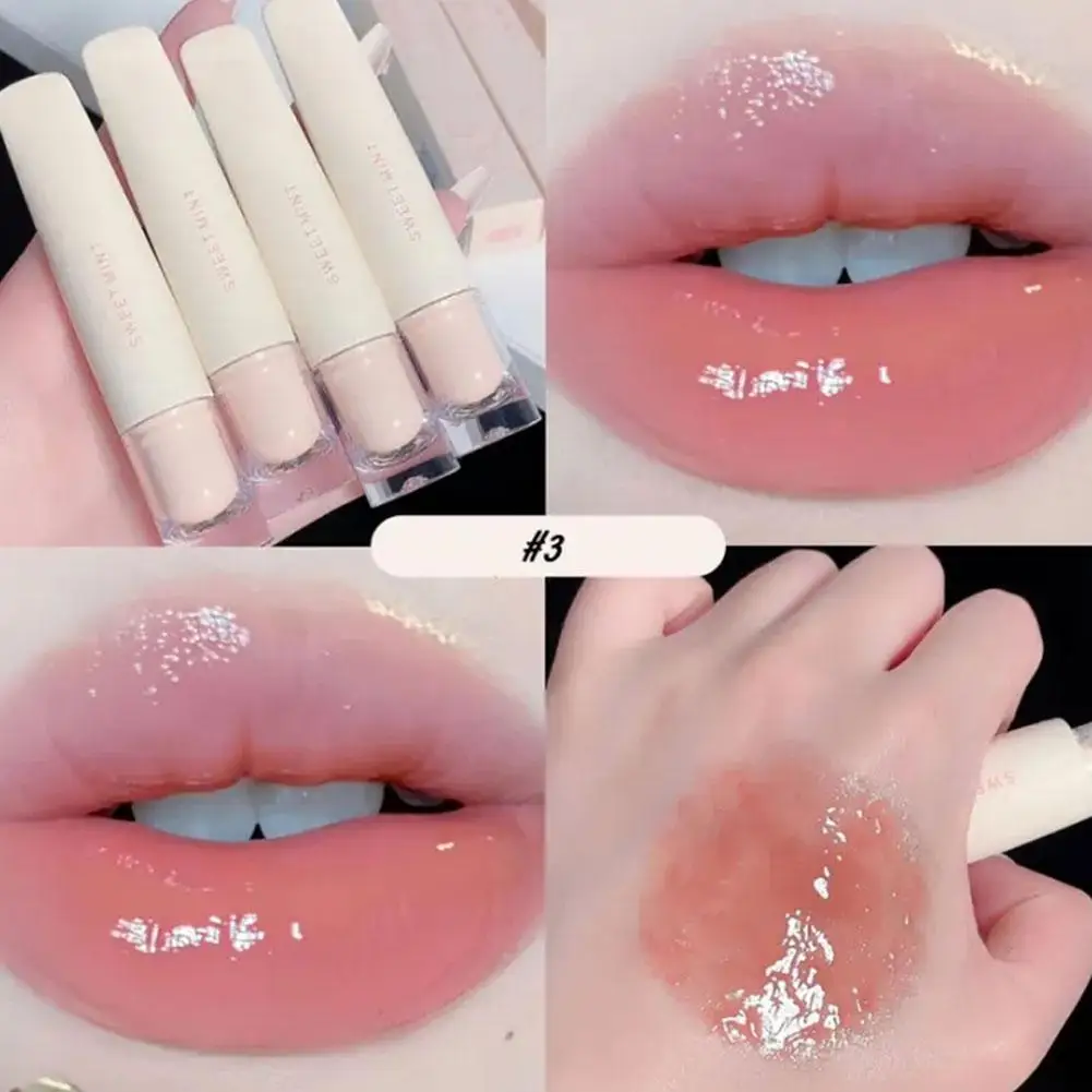 Hydrating Jelly ลิปสติก,Glow Moisturizing Tinted Lip Balm,ยาวนานกันน้ํา Plumping Lip Gloss, Mirror Lip Glaze แต่งหน้า