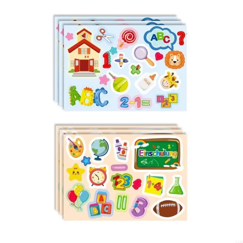 F62D Cartoon Back to School Stickers for Luggage Skateboards Waterproof Decal Sticker