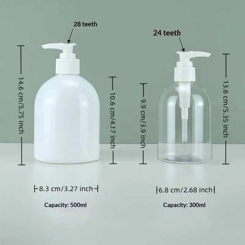Nachfüllbare Duschgel-Pumpflasche 1 Stück 300ml 500ml Transparenter Leerer Spender für Shampoo Lotion Zuhause Badezimmer Reise – Detail 12
