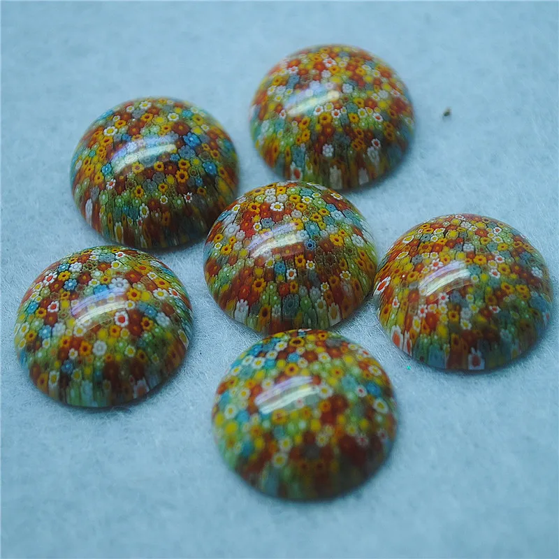 7PCS New Italy Selling Millefiori Glass Cabochons Round Shape 20MM Women Jewelry Accessories Free Shippings