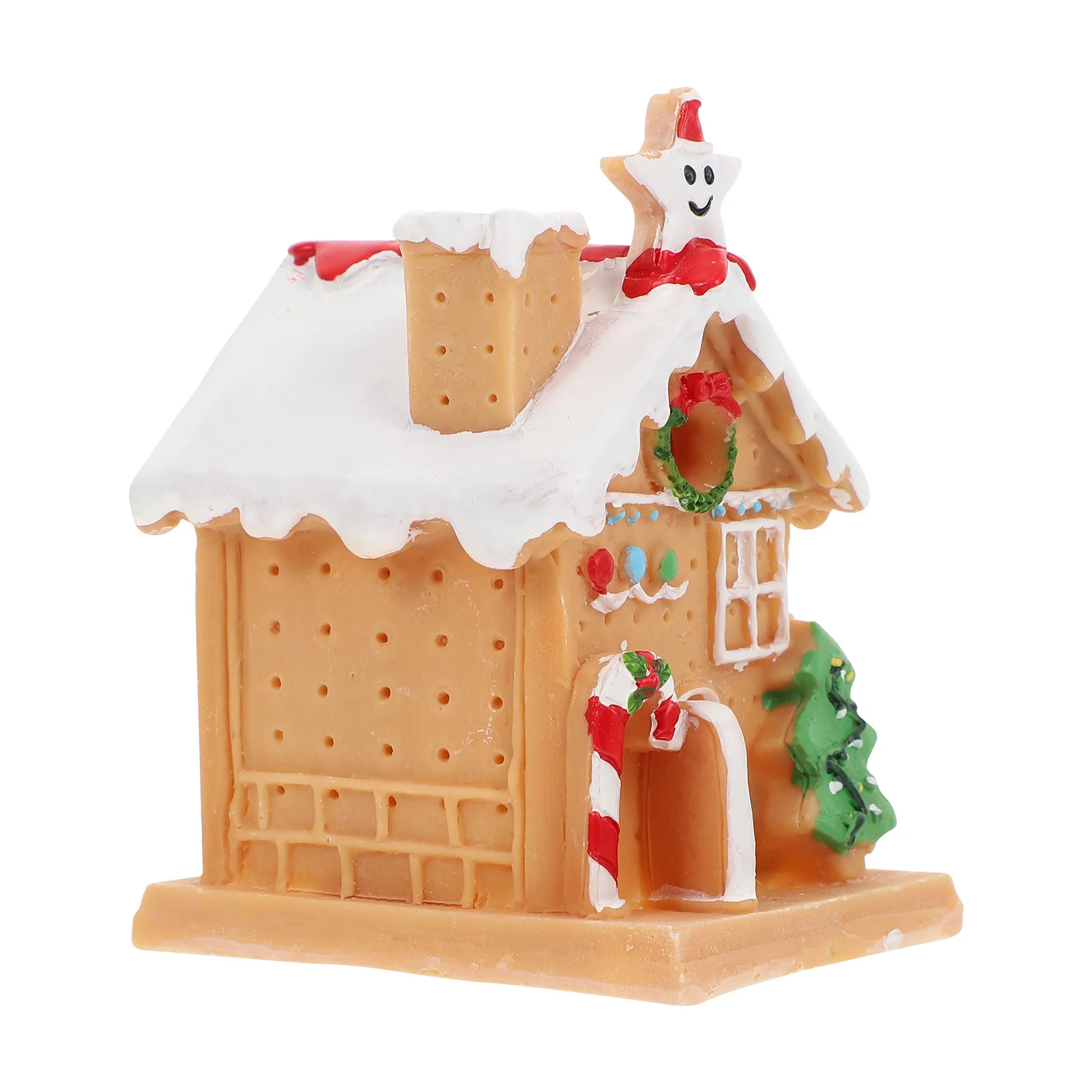 

1pc Mini Christmas House Resin Lighted Ornament For Holiday Garden Landscape Display Xmas Miniature Village Micro Decor
