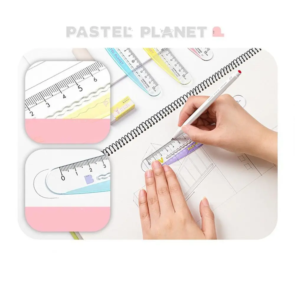 Artist Measuring Tools Student Stationery Wave Line Scale Ruler Measurement Ruler Geometry Measuring Ruler Straight Liner Ruler