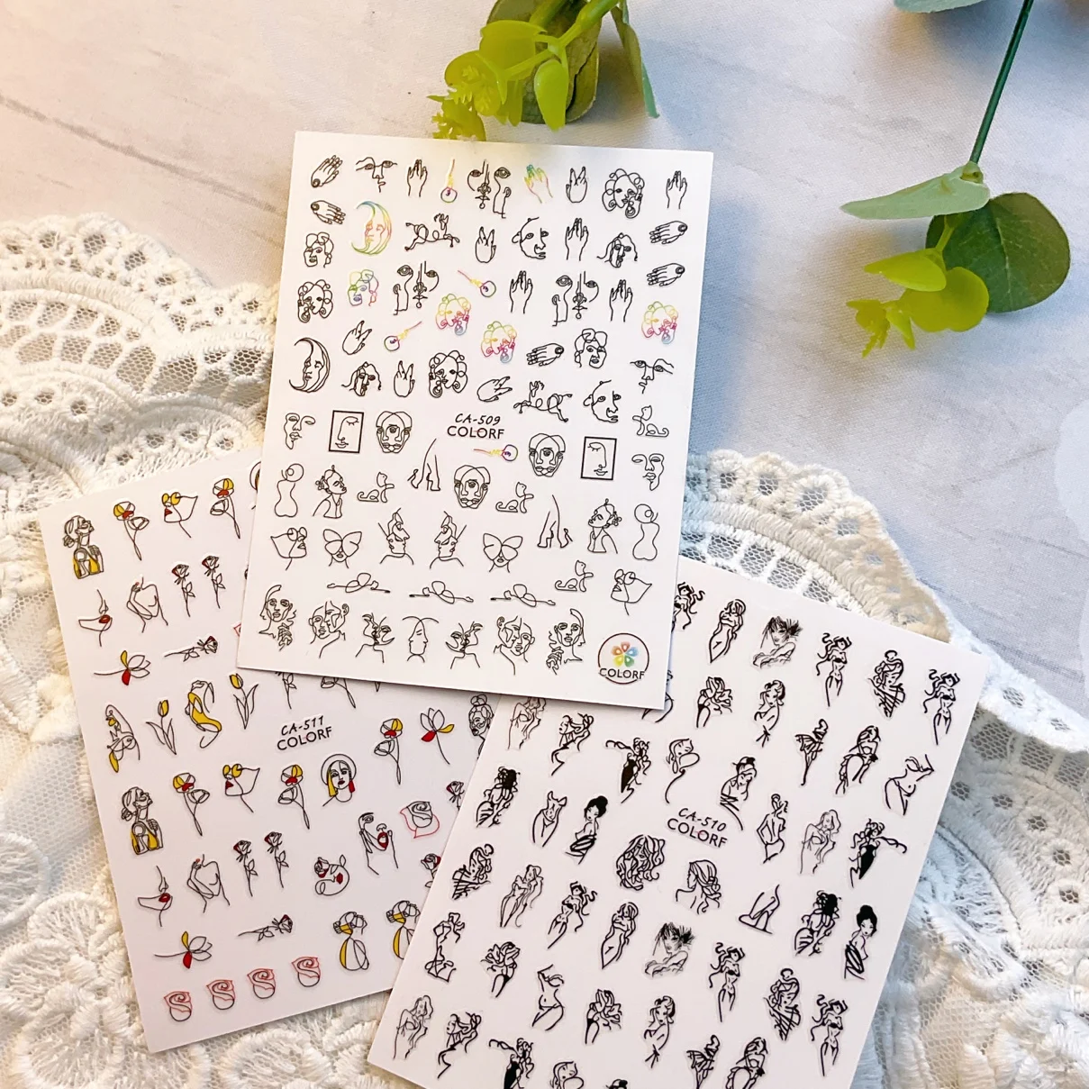 1 sheet Hot nail sticker Sexy girl icon totem abstract woman personality watercolor nail sticker