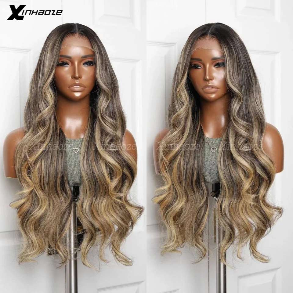 13x4 HD Highlight Lace Frontal Wig Human Hair Honey Blonde Body Wave Lace Front Wigs For Women Glueless Silk Top Wig Pre Plucked