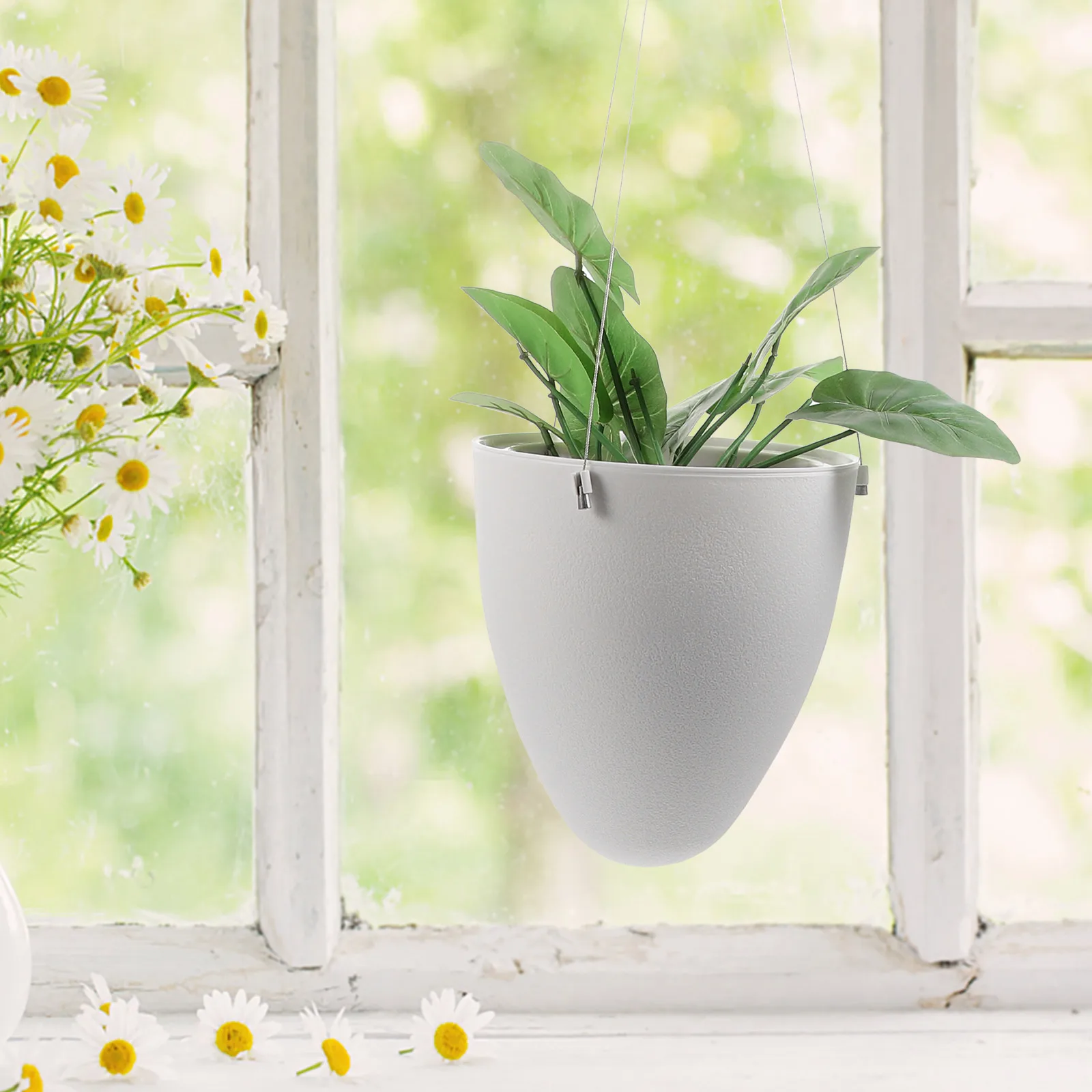 

2Pcs Hanging Flowerpot Planters Balcony Decor Water Absorption Pots Cotton Rope Plastic Material