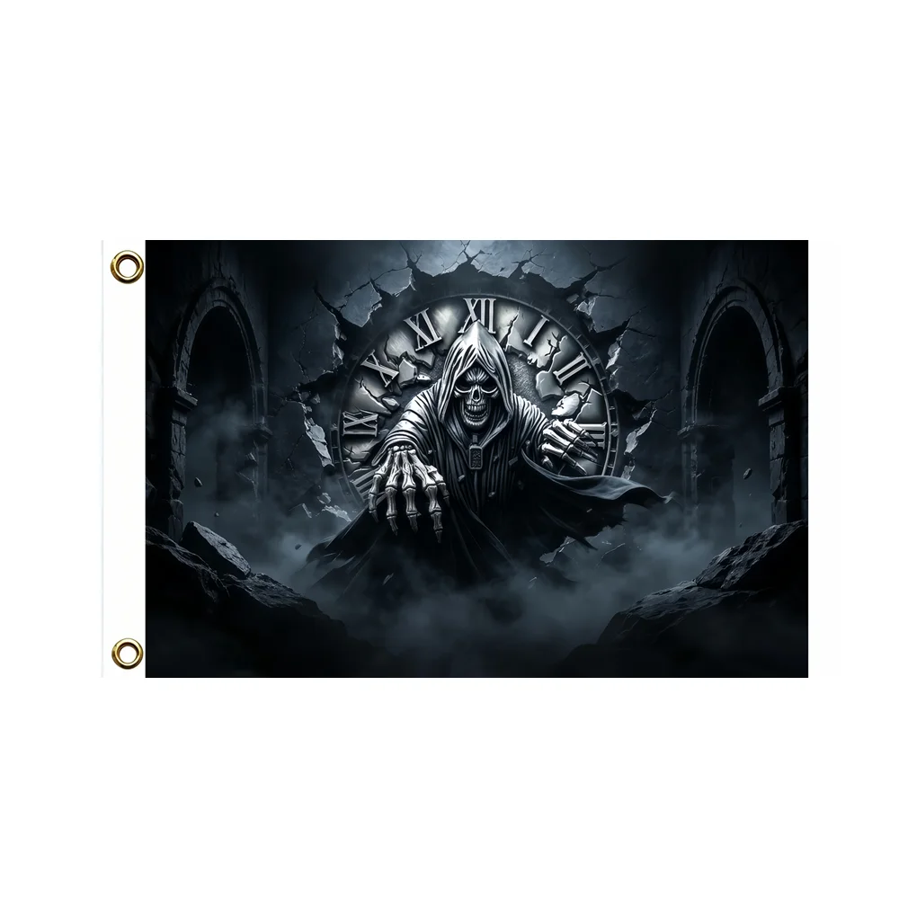 Grim Reaper Broken Arches Gothic Horror Flag 2x3ft 3x5ft Polyester Banner Dark Death Scythe Halloween Outdoor Garden Wall Decor
