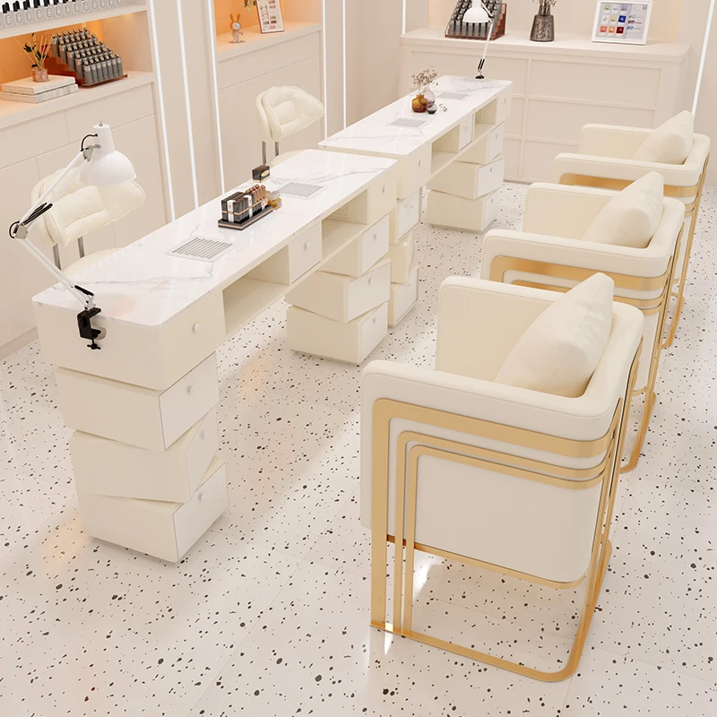 2026 New Arrival OEM Customized Nail Desk Set with Customer Chairs and Technician Chair