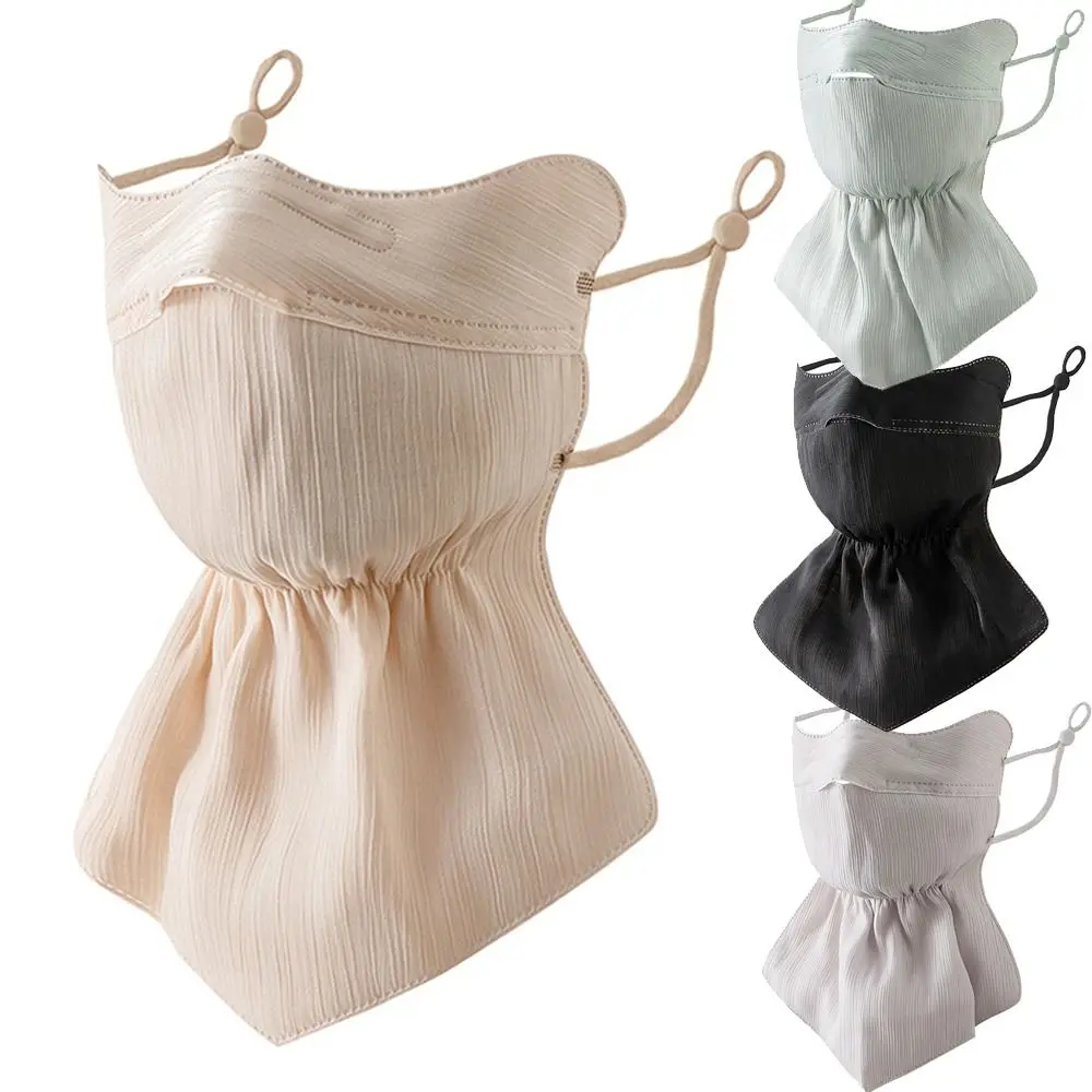 מסכת משי קרח כיסוי פנים לנשים אנטי v-v ייבוש מהיר נשימה בנדנה upf50 + אוזן תולה צעיף