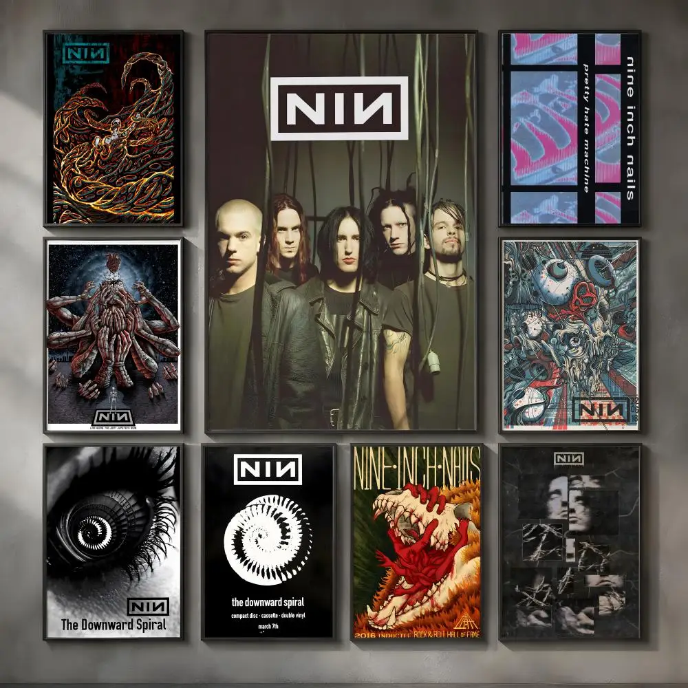 Band N-Nine Inch Nails-s Poster Vintage Self Adhesive PP Wall Art for Living Room Bar Bedroom Home Decor Gift