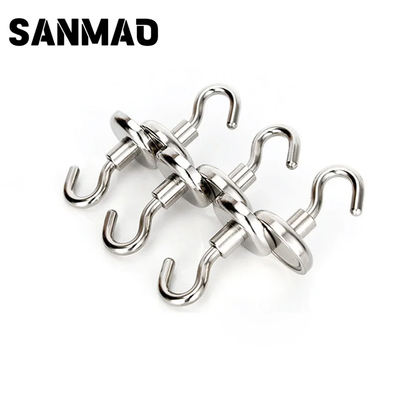 Home Decoration Key Holder Super Strong Neodymium Magnetic Hook Ring Metal Magnet with Curved Hook Hanger Fridge 2pcs/5pcs/10pcs