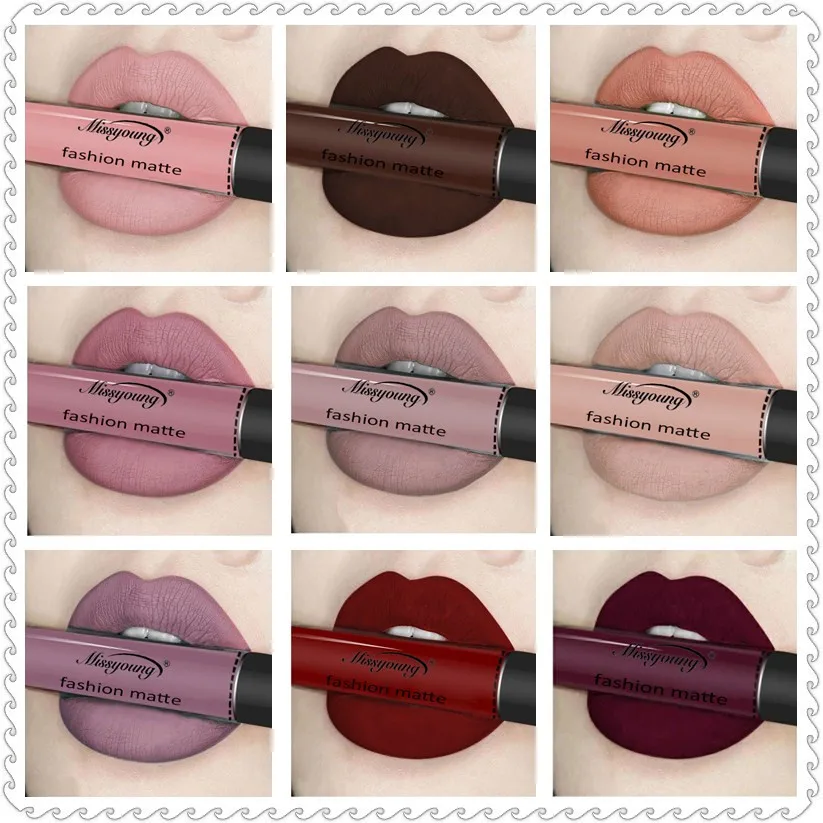 Missyoung Nieuwe Sexy Vloeibare Matte Lippenstift Non-Stick Cup Lipgloss Langdurige Sexy Fluwelen Nude Lipgloss Lippenstift Lippenstift Tint