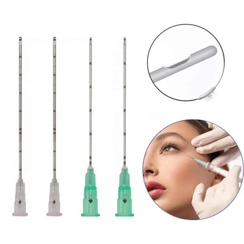 Nariz, 18G, 21G, 22G, 23G, 25G, 27G, 30G, Injeção de Enchimento Facial de Ácido Urico Descartável Ponta Cortada, Enchimento Facial, pacote 2pcs x 10