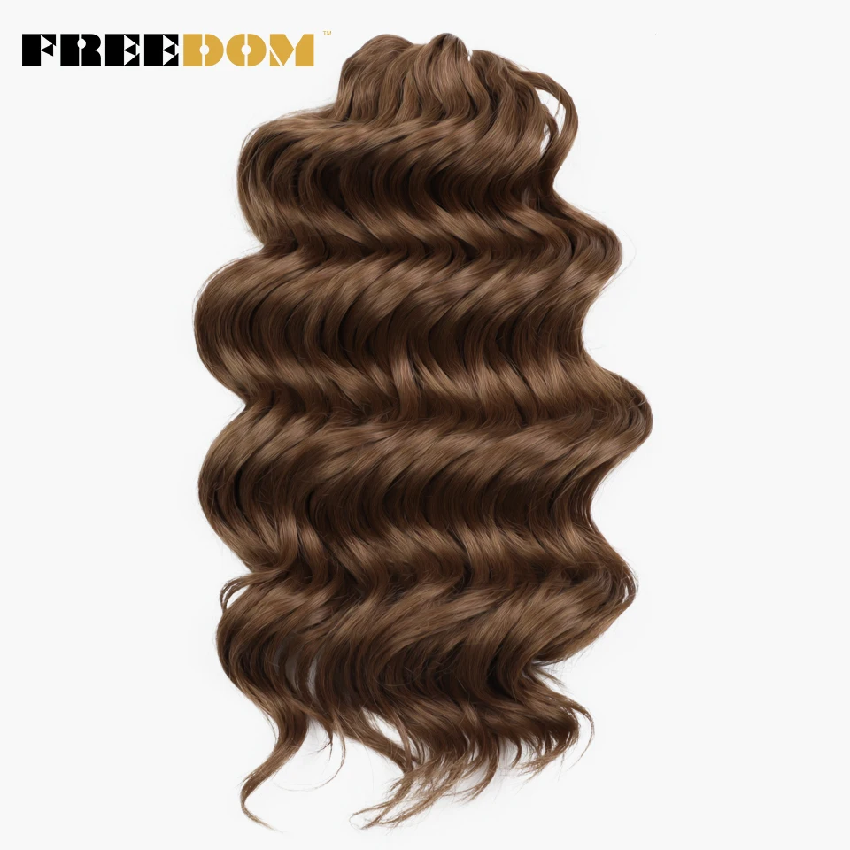 FREEDOM Synthetisches Twist-Häkelhaar, 16 Zoll, tiefe Wellen, Ombré-Blond-Braun, Wasserwellen-Flechthaarverlängerungen – Detail 17