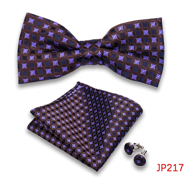 Klassische Herren Fliege Taschentuch Manschettenknöpfe Set Jacquard Fliege für Mann Hochzeit Business Schmetterling Knoten Geschenk Mann Zubehör – Detail 19