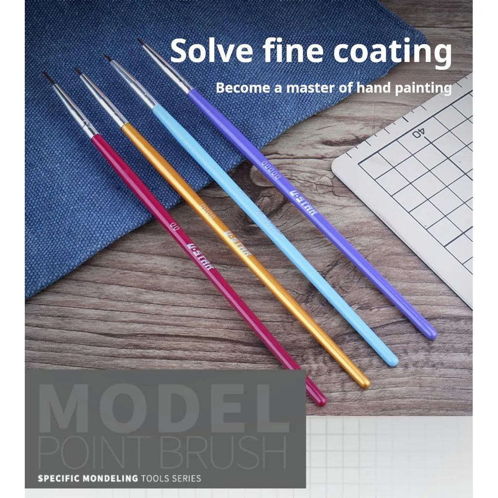 Ustar 90026 Pennello a punta extra fine per modello in miniatura Hobby Craft Sci-Fi Doll Precision Detailing Acrilico Acquerello Artista